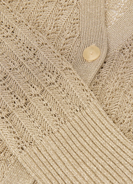 Reiss Suzanne grofgebreid vest met lurex - detail 4 goud