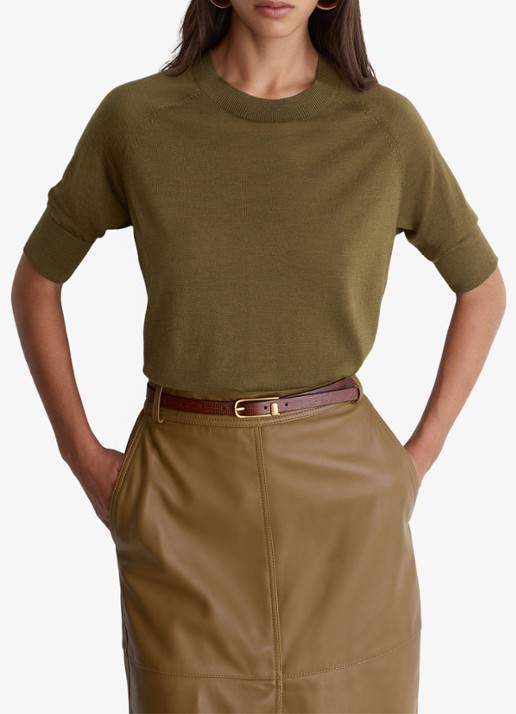 Reiss Suzzie fijngebreid T-Shirt in merino wolblend