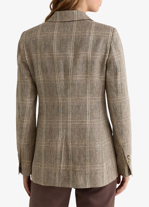 Reiss Sybil blazer met ruit dessin - achterkant 5 donkerbeige