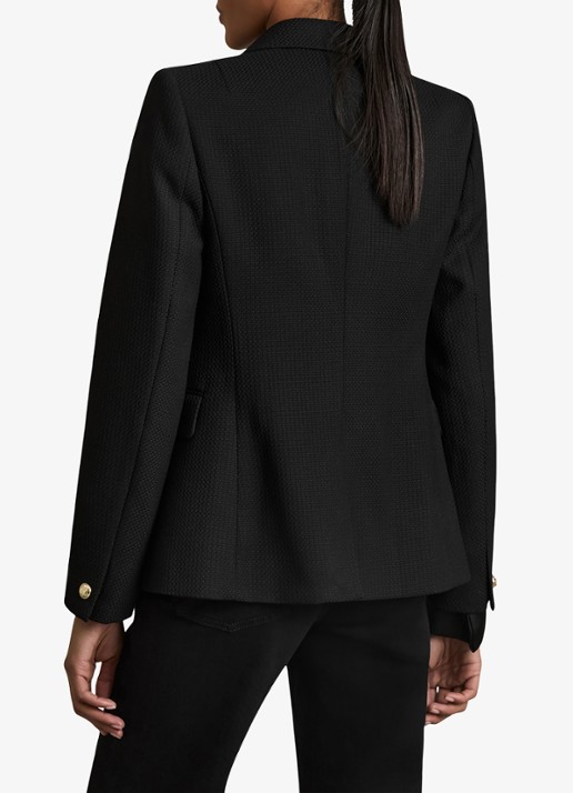 Reiss Tally double breasted blazer met sierknopen - achterkant black / zwart