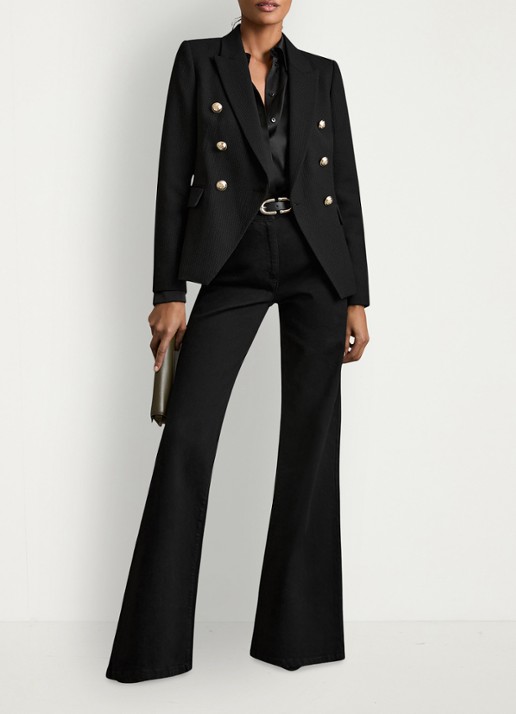 Reiss Tally double breasted blazer met sierknopen - voorkant 5 black / zwart