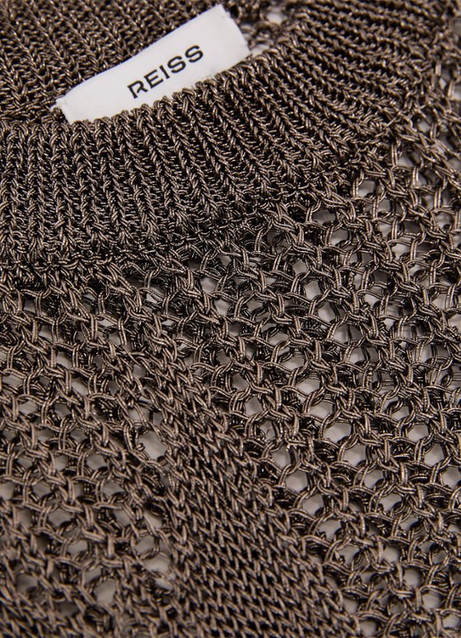 Reiss Tamsin top met opengewerkt dessin - detail 3 donkergrijs