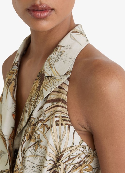 Reiss Tate midi jurk met print - detail 6 gebroken wit