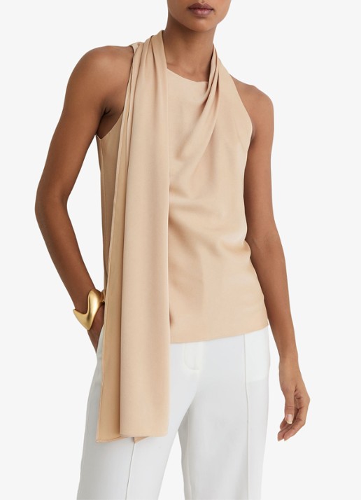 Reiss Taylor mouwloze top met sjaalkraag