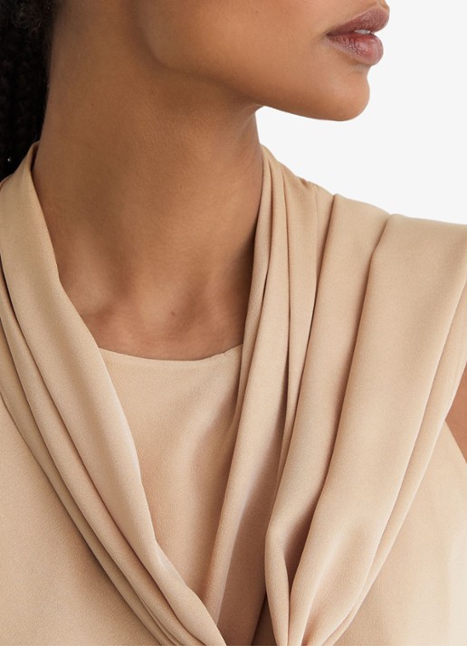 Reiss Taylor mouwloze top met sjaalkraag - detail 5 neutral / beige