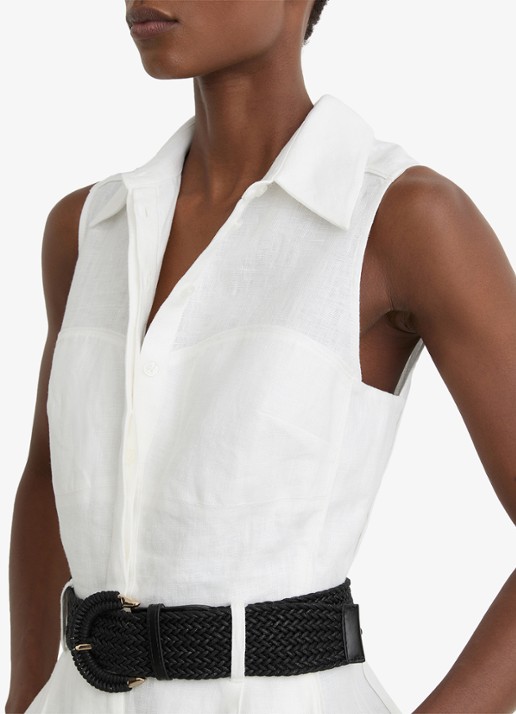 Reiss Taylor playsuit van linnen met ceintuur - detail 2 wit
