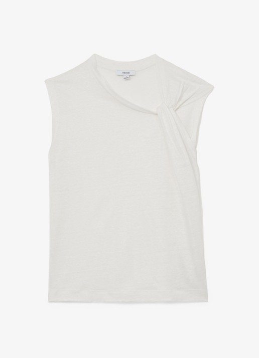 Reiss Taylor top van linnen - voorkant 2 wit