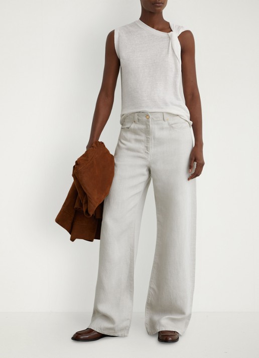 Reiss Taylor top van linnen - voorkant 3 wit
