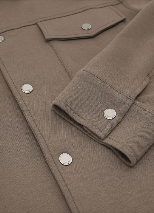 Reiss Thom regular fit overshirt met borstzak - detail 4 lichtbruin