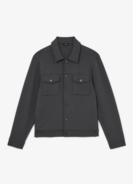Reiss Thom regular fit overshirt met borstzak - voorkant 6 donkergrijs