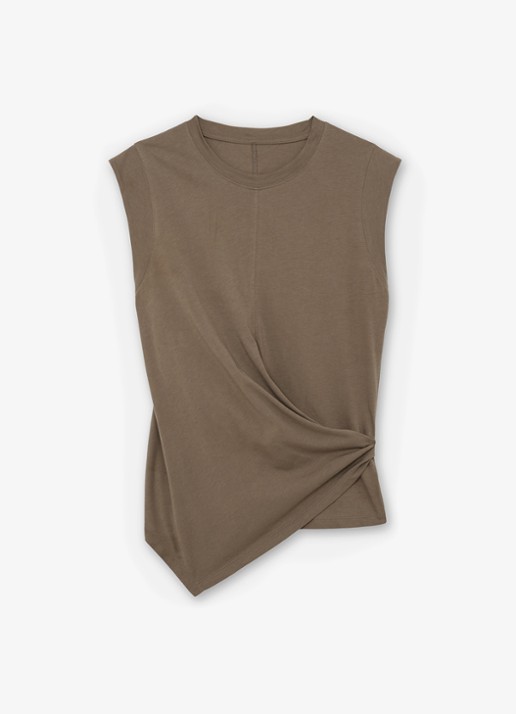 Reiss Tia top met gedrapeerd detail - voorkant 4 khaki