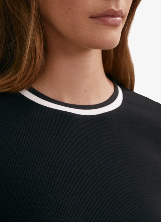 Reiss Tilly ribgebreide top met ronde hals - detail 3 zwart