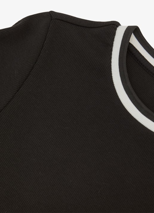 Reiss Tilly ribgebreide top met ronde hals - detail 4 zwart