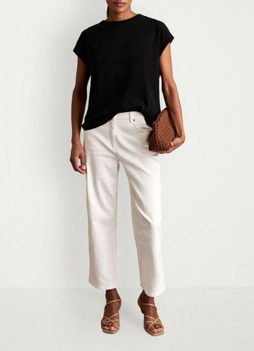 Reiss Tommie T-shirt met stretch - voorkant 5 black / zwart