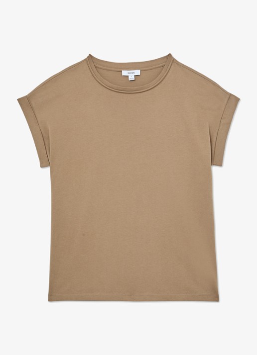 Reiss Tommie T-shirt met stretch - voorkant 6 taupe