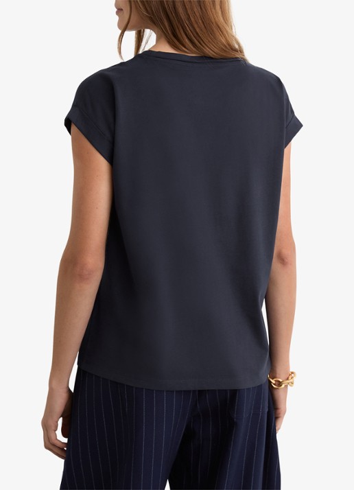 Reiss Tommie T-shirt met stretch - achterkant donkerblauw