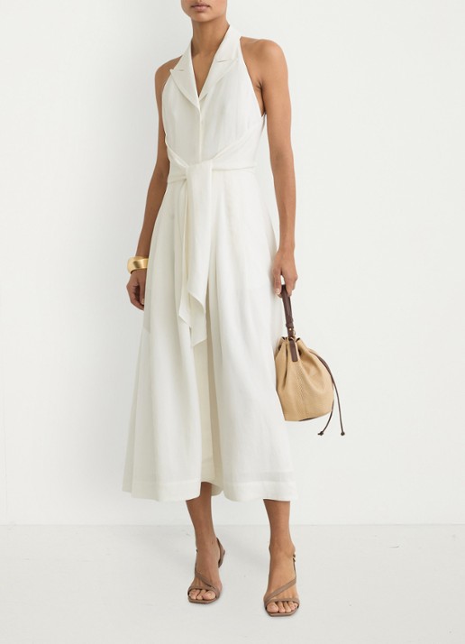 Reiss Tor midi jurk in linnenblend met steekzakken