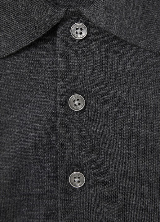 Reiss Trafford regular fit fijngebreide polo van merino wol - detail 4 donkergrijs