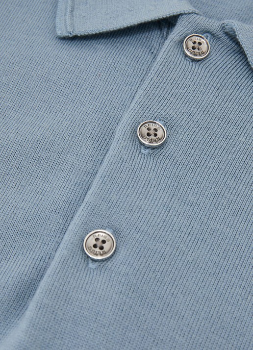 Reiss Trafford regular fit polo van merino wol - detail 3 lichtblauw
