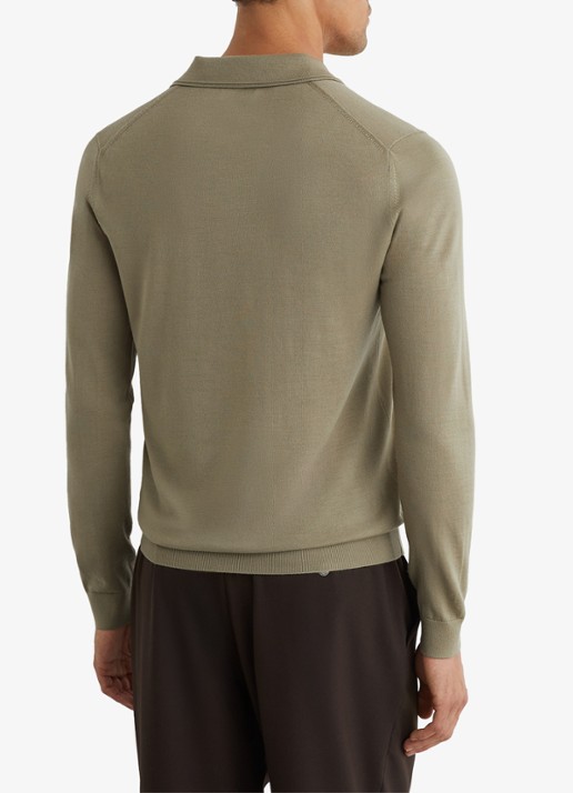 Reiss Trafford regular fit polo van merino wol - achterkant 4 lichtgroen