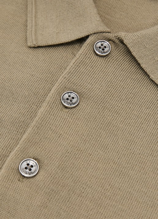 Reiss Trafford regular fit polo van merino wol - detail 3 lichtgroen