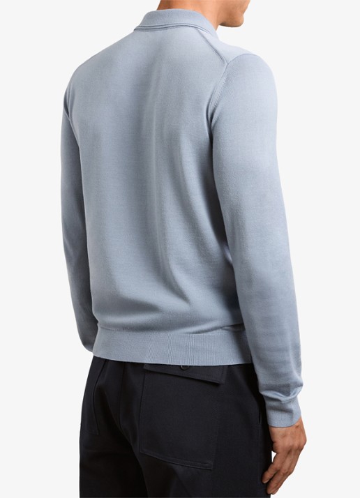 Reiss Trafford sweater van merino wol met polokraag  - achterkant 6 staalblauw