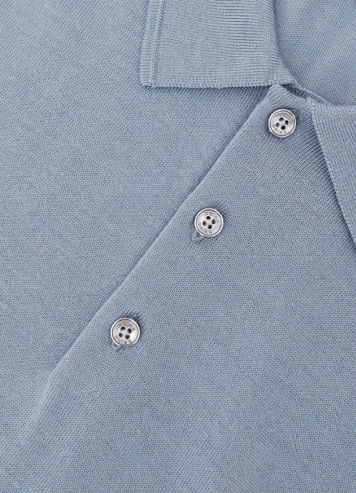 Reiss Trafford sweater van merino wol met polokraag  - detail 5 staalblauw