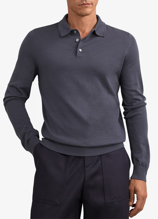 Reiss Trafford sweater van merino wol met polokraag