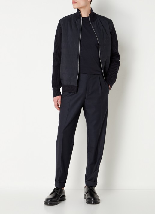 Reiss Trainer ribgebreid vest met gewatteerd voorpand - voorkant 4 donkerblauw
