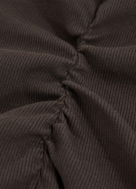 Reiss Trudy fijngebreide top met plooien - detail 3 donkerbruin