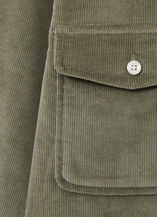Reiss Tucci regular fit overshirt van corduroy - detail 4 olijfgroen