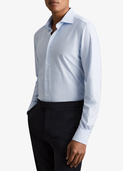 Reiss Valdo regular fit overhemd met streepprint - detail 4 lichtblauw