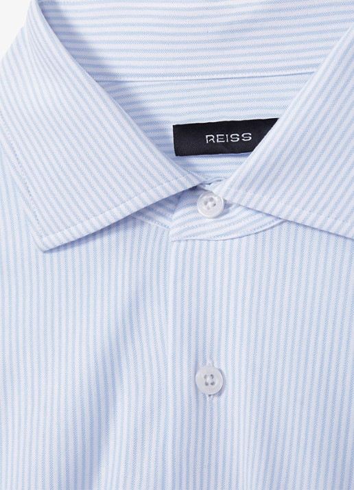 Reiss Valdo regular fit overhemd met streepprint - detail 5 lichtblauw