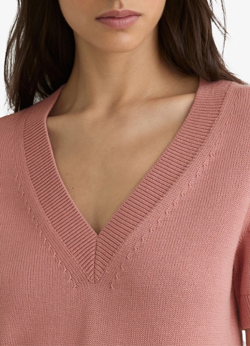 Reiss Valerie fijngebreide trui met V-hals - detail 5 oudroze