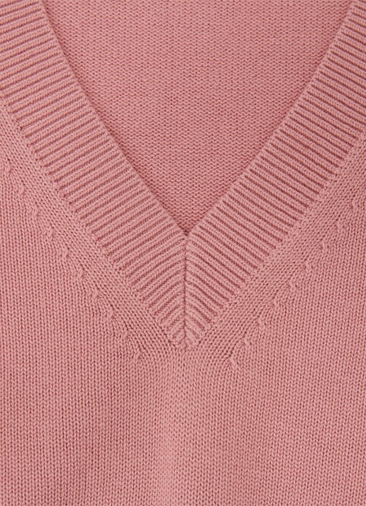 Reiss Valerie fijngebreide trui met V-hals - detail 6 oudroze