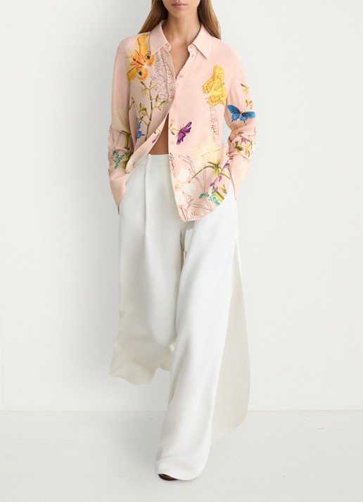 Reiss Veida blouse met bloemborduring - voorkant 6 oudroze