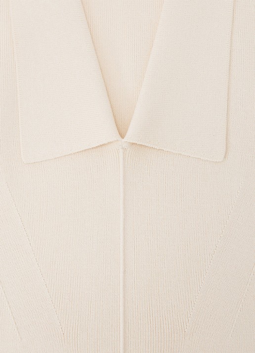 Reiss Vera fijngebreide top met kraag - detail 6 ivory / beige