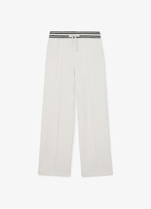 Reiss Verity mid waist loose fit pantalon met gestreept detail - voorkant 2 wit
