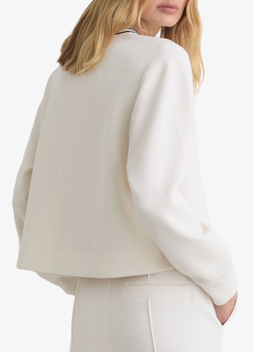 Reiss Verity sweater met gestreept detail - achterkant wit