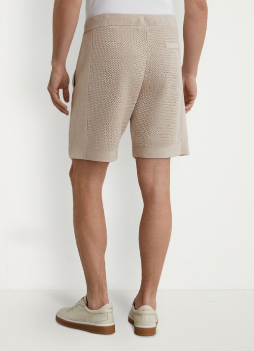 Reiss Vigo straight fit korte broek met structuur - achterkant stone / beige