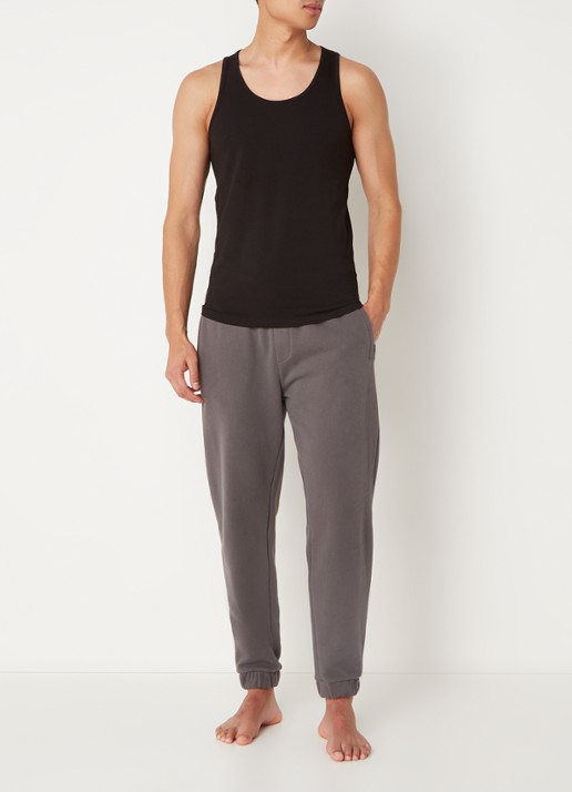 Reiss Vinnie lounge tanktop met ronde hals - voorkant 2 black / zwart