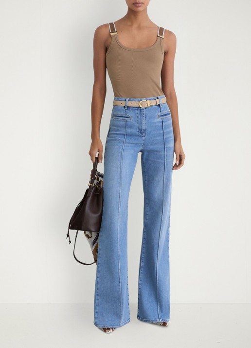 Reiss Vinnie tanktop met ronde hals - voorkant 5 camel / ivoor