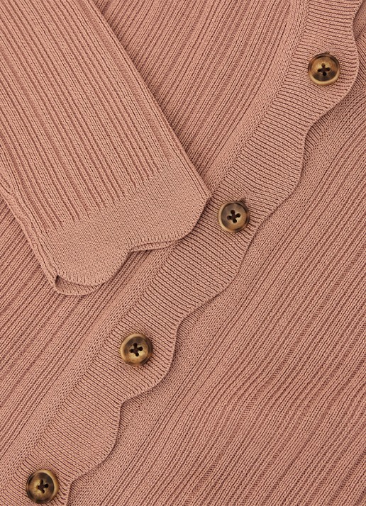 Reiss Vinny ribgebreid vest met V-hals - detail 6 oudroze
