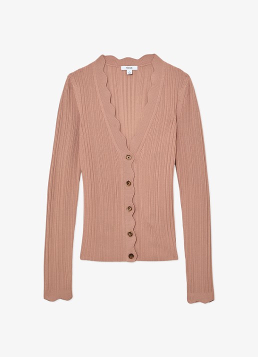Reiss Vinny ribgebreid vest met V-hals - voorkant 2 oudroze