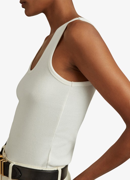 Reiss VIOLET Stretch-Cotton Ribbed Vest - detail 2 wit