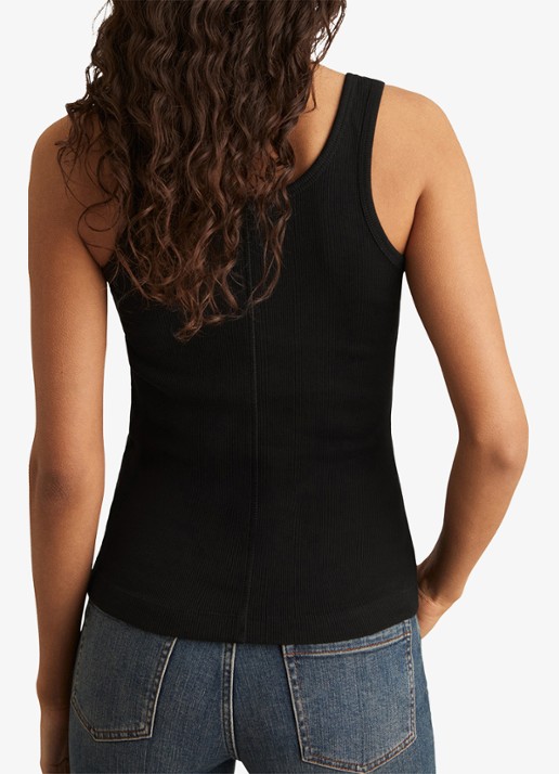 Reiss VIOLET Stretch-Cotton Ribbed Vest - achterkant zwart