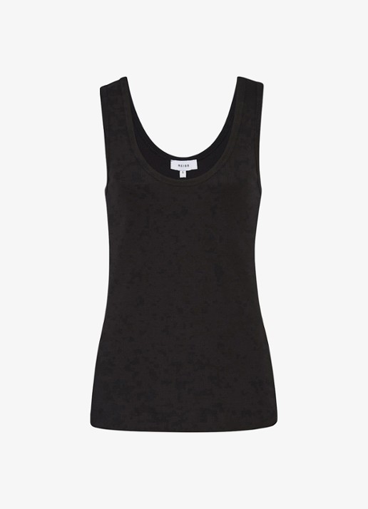 Reiss VIOLET Stretch-Cotton Ribbed Vest - voorkant 2 zwart