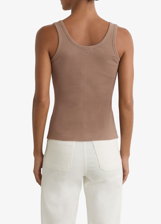 Reiss VIOLET Stretch-Cotton Ribbed Vest - achterkant beige