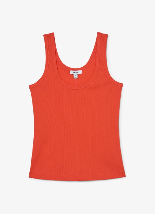 Reiss VIOLET Stretch-Cotton Ribbed Vest - voorkant 2 coral pink