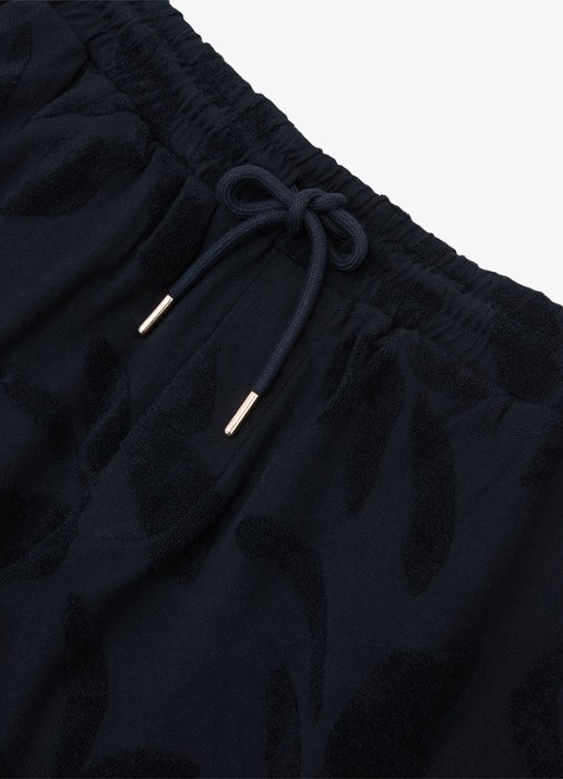 Reiss Voss straight fit korte broek van badstof - detail 3 donkerblauw